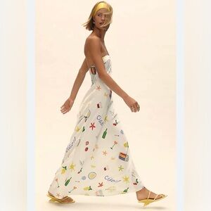 For Love & Lemons Carla Strapless Ciao Maxi Dress White